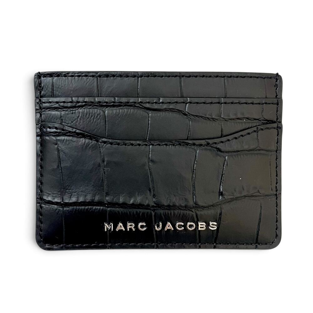 Marc Jacobs Black Croc Card Case - Croco Embossed Leather Unisex Wallet